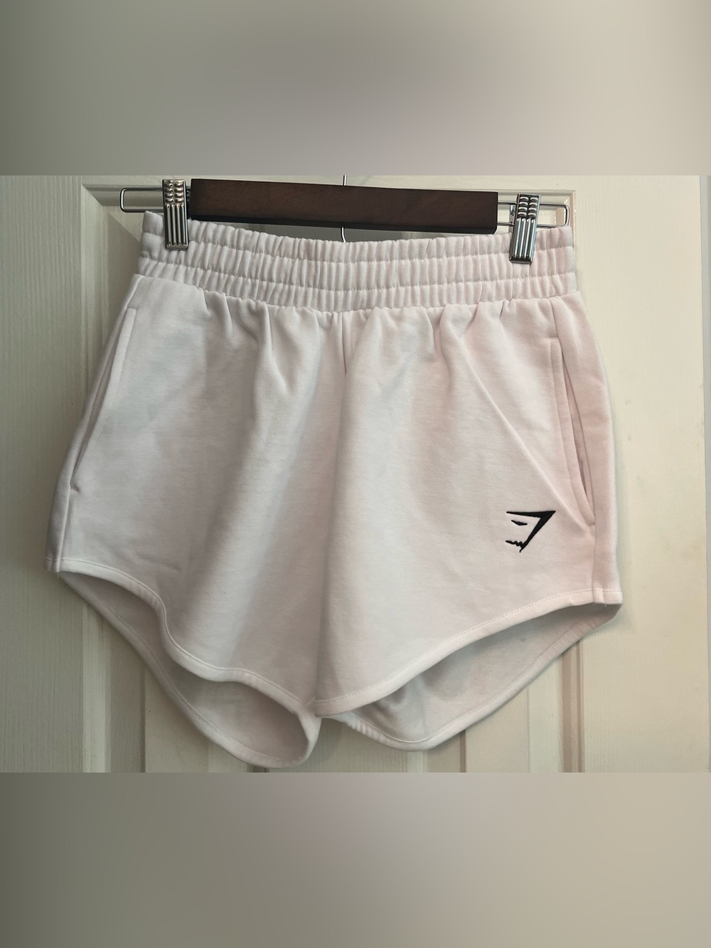 Gymshark White Women's Athletic Shorts with Elastic Waistband.